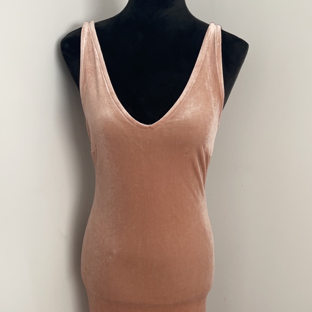 Velvet peach strap dress